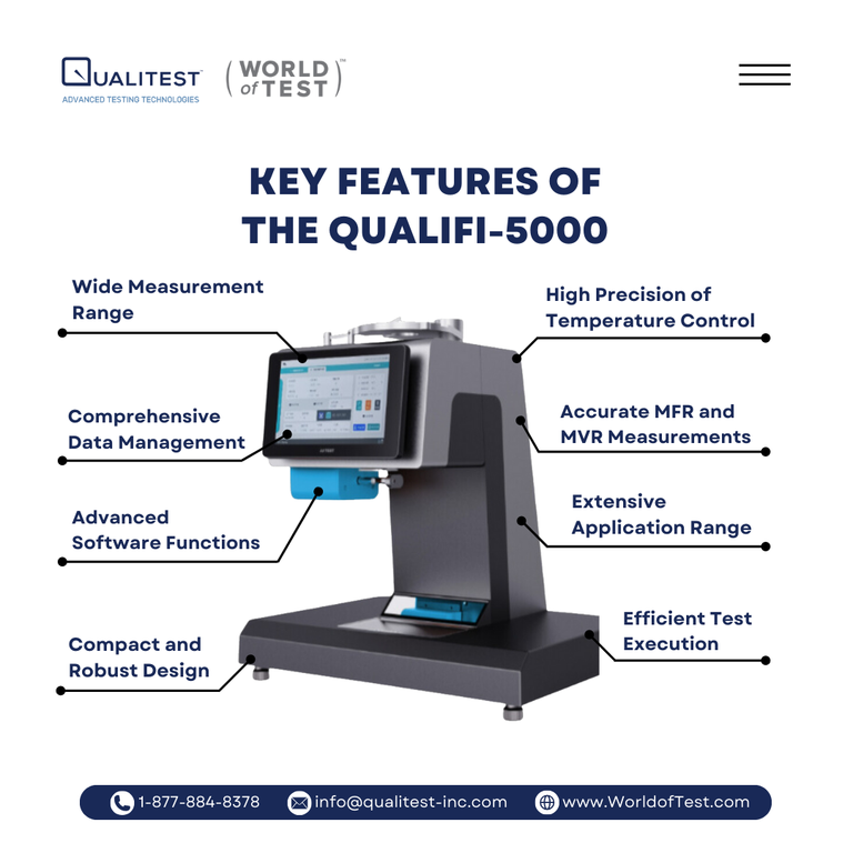 Hauptmerkmale des QualiFi-5000 MFI - Schmelzflussprüfgerät