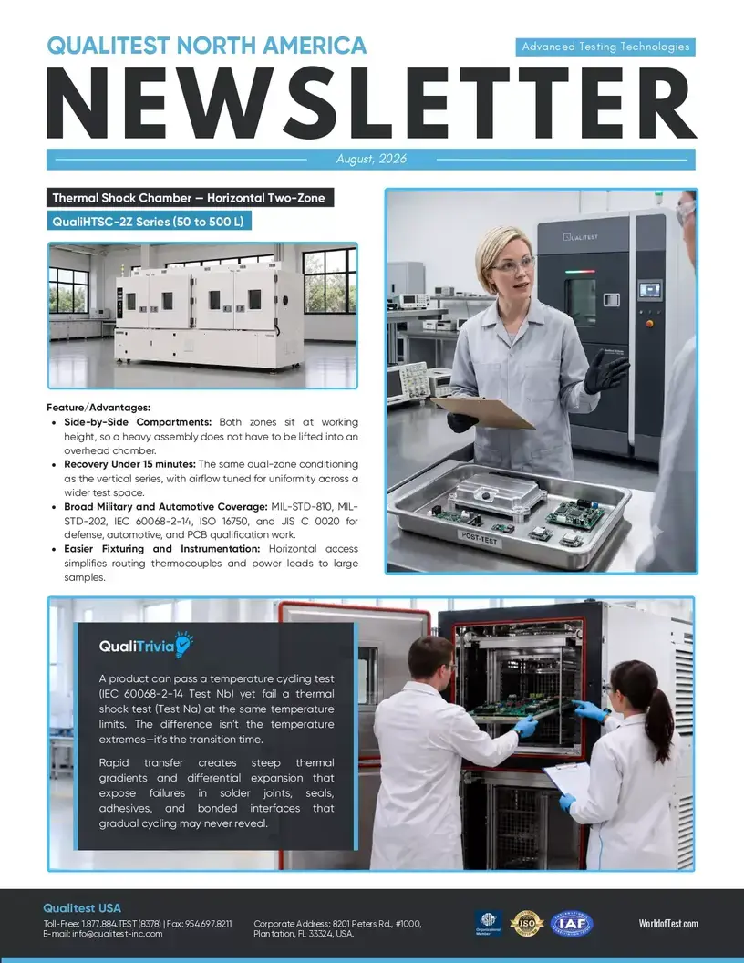 Thermal Shock Testing: Finding Failure Before Your Customer Does - QualiNewsletter #16